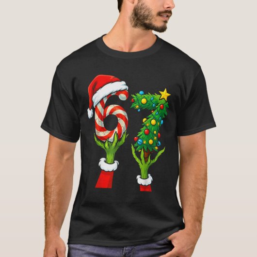 67 Christmas 6 7 Meme Hands Holiday Gen Alpha For  Tシャツ (正面)