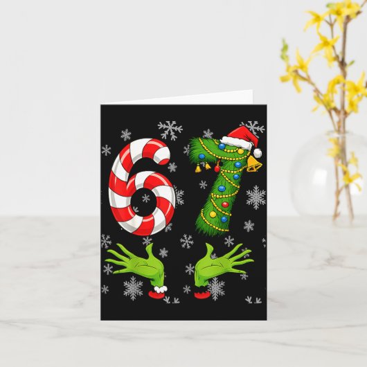 67 Christmas 6 7 Meme Pajamas 67 Bruh Slang  カード (黄色い花)