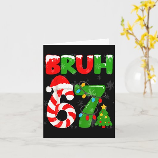 67 Christmas 6 7 Meme Pajamas 67 Bruh Slang  カード (黄色い花)