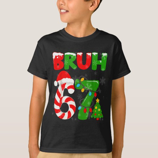 67 Christmas 6 7 Meme Pajamas 67 Bruh Slang Tシャツ (正面)