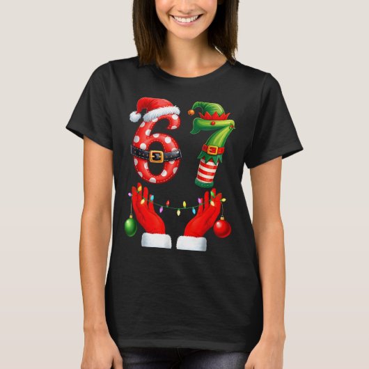 67 Christmas 6 7 Meme Pajamas Holiday Gen Alpha Sl Tシャツ (正面)