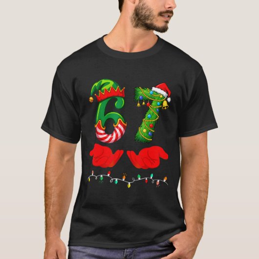 67 Christmas 6 7 Meme Pajamas Holiday Gen Alpha Sl Tシャツ (正面)