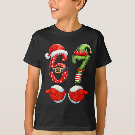 67 Christmas 6 7 Meme Pajamas Holiday Gen Alpha Sl Tシャツ (正面)