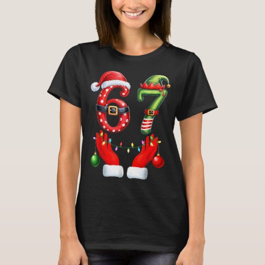 67 Christmas 6 7 Meme Pajamas Holiday Gen Alpha Sl Tシャツ (正面)