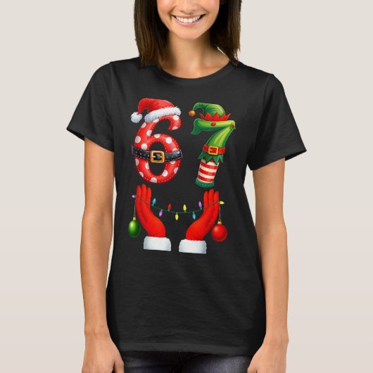 67 Christmas 6 7 Meme Pajamas Holiday Gen Alpha Sl Tシャツ (正面)