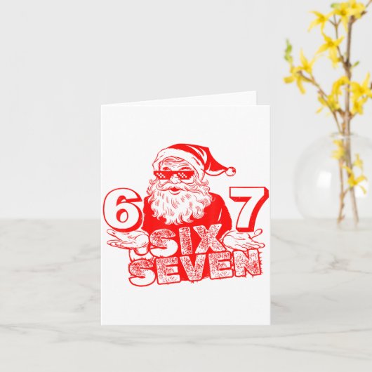 67 Christmas 6 7 Meme Six Seven Funny Santa Xmas B カード (黄色い花)