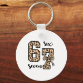 67 Christmas 6 7 Six Seven Meme 67 Leopard Cheetah キーホルダー (正面)