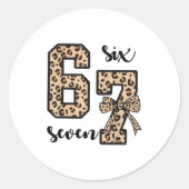 67 Christmas 6 7 Six Seven Meme 67 Leopard Cheetah ラウンドシール (正面)