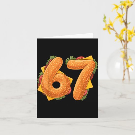 67 Christmas Burger Shirt 6 7 Meme Funny 67 Hambur カード (黄色い花)