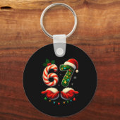 67 Christmas Couple Pajamas Matching Holidays Six  キーホルダー (正面)