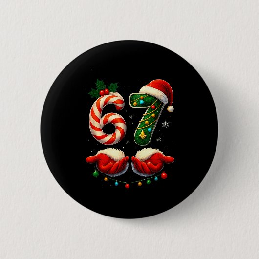 67 Christmas Couple Pajamas Matching Holidays Six 缶バッジ (正面)