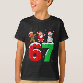 67 Christmas Dabbing Santa Snowman Funny Six Seven Tシャツ (正面)