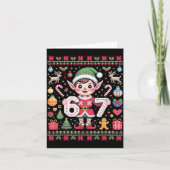 67 Christmas Elf Ugly Sweater Cute 6 7 Meme Xmas B カード (正面)