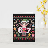 67 Christmas Elf Ugly Sweater Cute 6 7 Meme Xmas B カード (黄色い花)