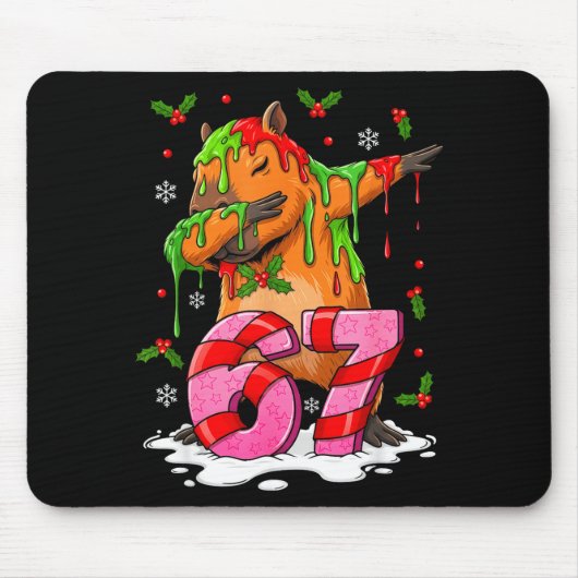 67 Christmas Funny 67 Brainrot Youth Kids Capybara マウスパッド (正面)