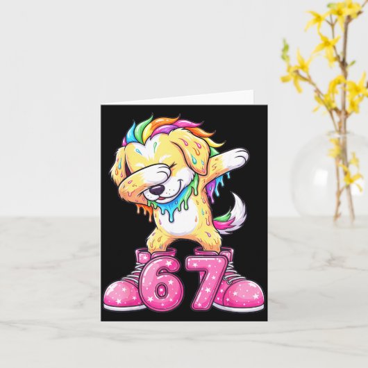 67 Christmas Funny 67 Brainrot Youth Kids Dog 67  カード (黄色い花)