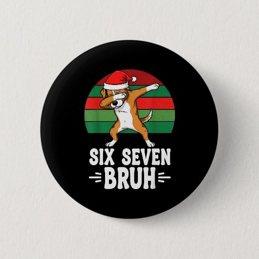 67 Christmas Funny 67 Brainrot Youth Kids Dog 67  缶バッジ (正面)