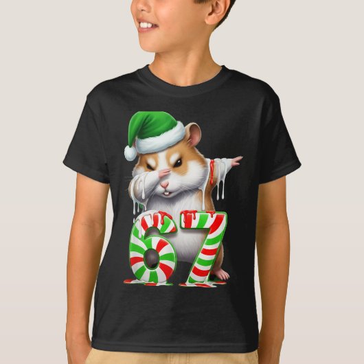 67 Christmas Funny 67 Brainrot Youth Kids Hamster  Tシャツ (正面)