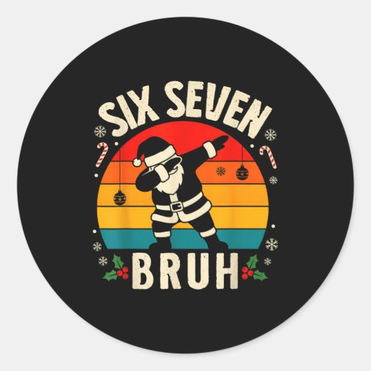 67 Christmas Funny 67 Meme Youth Kids Dabbing Sant ラウンドシール (正面)