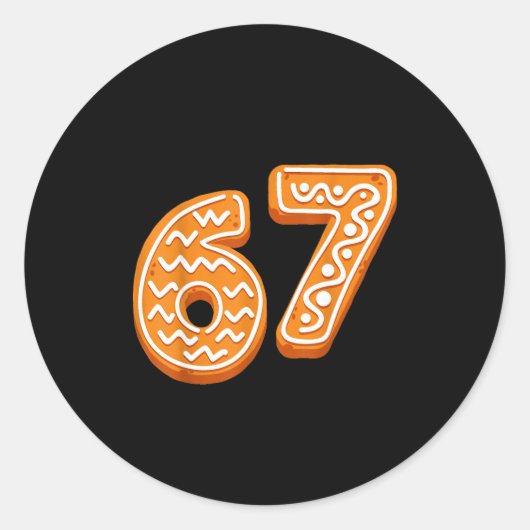 67 Christmas Funny 6 7 Gingerbread Six Seven Xmas  ラウンドシール (正面)