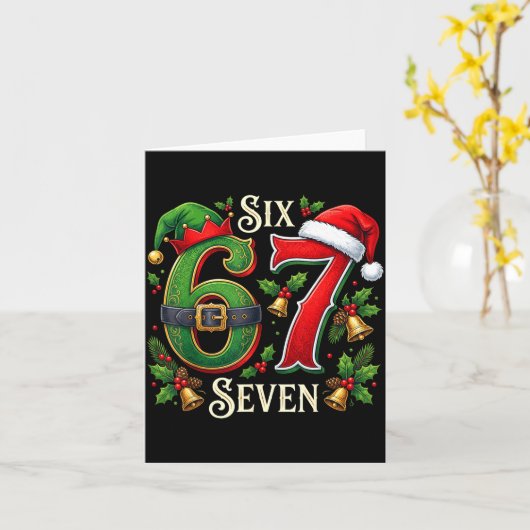 67 Christmas Funny 6 7 Meme Six Seven Xmas Boys Ki カード (黄色い花)