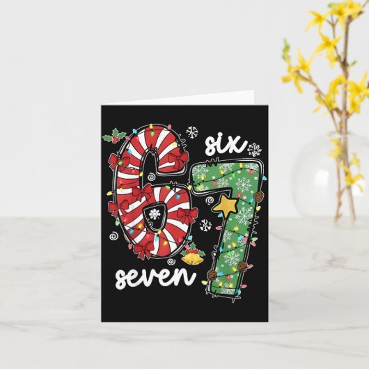 67 Christmas Funny 6 7 Meme Six Seven Xmas Boys Ki カード (黄色い花)