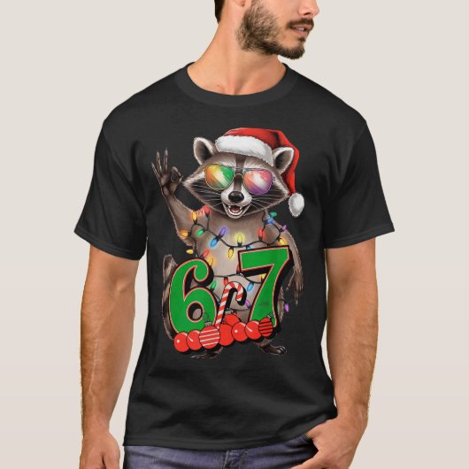 67 Christmas Funny Raccoon Festive 6-7 Meme Boys G Tシャツ (正面)