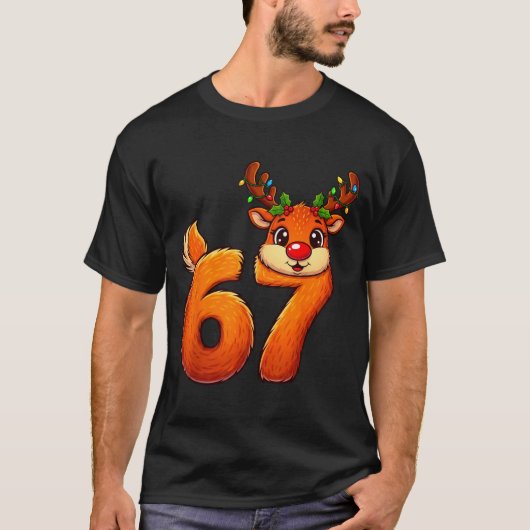 67 Christmas Funny Reindeer Bruh Meme Pajamas Wome Tシャツ (正面)