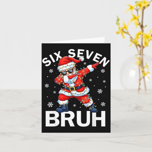 67 Christmas Funny Six Seven Bruh Meme Dabbing San カード (黄色い花)