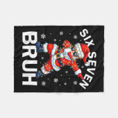 67 Christmas Funny Six Seven Bruh Meme Dabbing San フリースブランケット (正面(横))