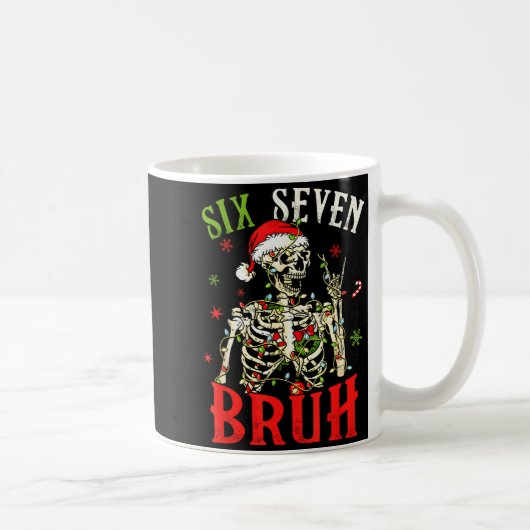 67 Christmas Funny Six Seven Bruh Meme Skeleton Sa コーヒーマグカップ (右)