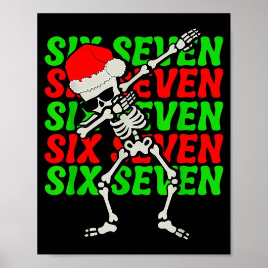 67 Christmas Funny Six Seven Meme Brainrot Dabbing ポスター (正面)