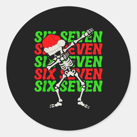 67 Christmas Funny Six Seven Meme Brainrot Dabbing ラウンドシール (正面)