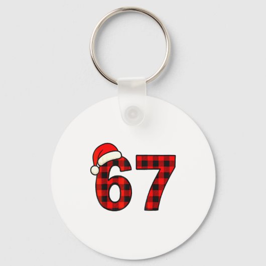 67 Christmas Funny Six Seven Meme Brainrot Plaid S キーホルダー (正面)