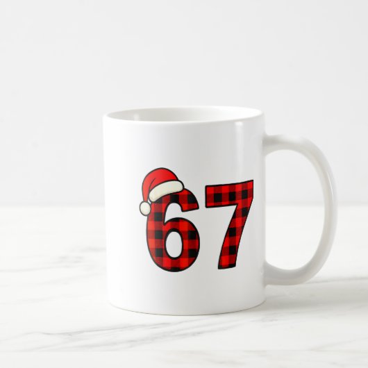 67 Christmas Funny Six Seven Meme Brainrot Plaid S コーヒーマグカップ (右)