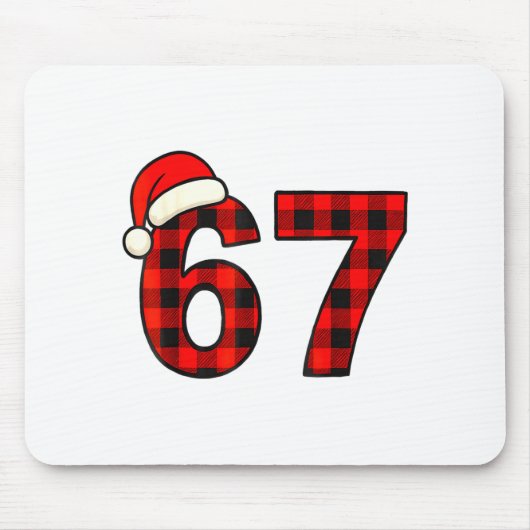 67 Christmas Funny Six Seven Meme Brainrot Plaid S マウスパッド (正面)