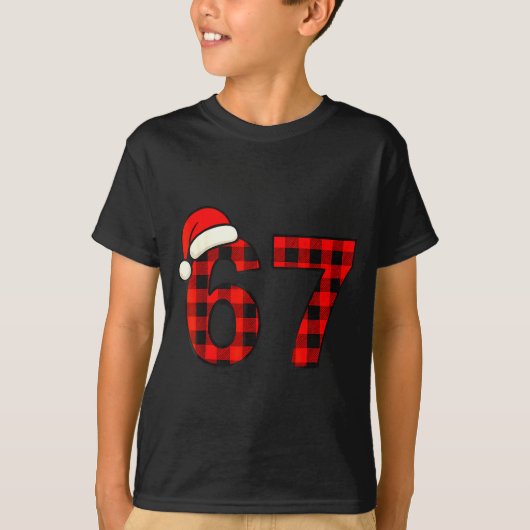 67 Christmas Funny Six Seven Meme Brainrot Plaid S Tシャツ (正面)
