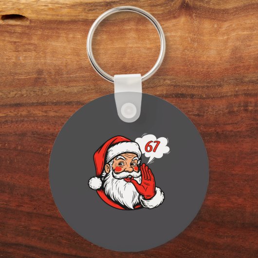 67 Christmas Funny Six Seven Meme Brainrot Santa C キーホルダー (正面)