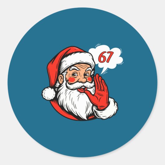 67 Christmas Funny Six Seven Meme Brainrot Santa C ラウンドシール (正面)