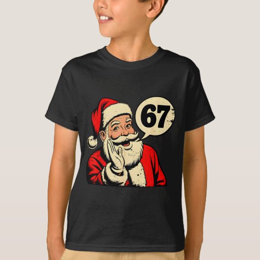 67 Christmas Funny Six Seven Meme Brainrot Santa C Tシャツ (正面)