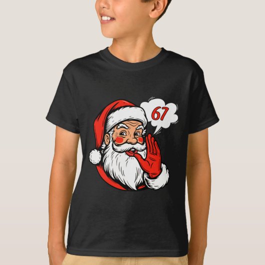 67 Christmas Funny Six Seven Meme Brainrot Santa C Tシャツ (正面)