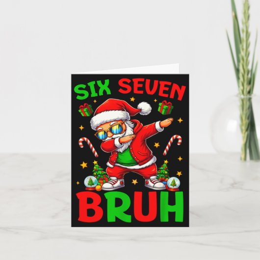 67 Christmas Funny Six Seven Meme Brainrot Santa K カード (正面)