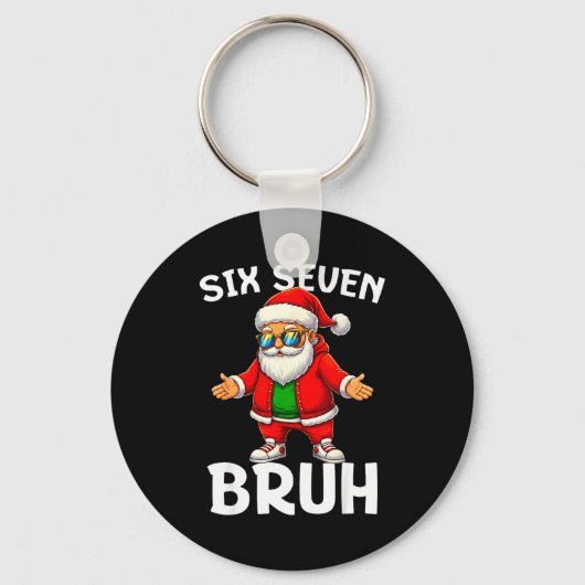 67 Christmas Funny Six Seven Meme Brainrot Santa K キーホルダー (正面)