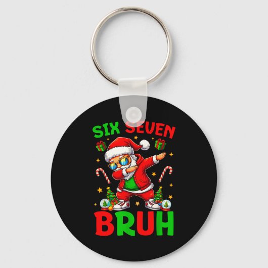 67 Christmas Funny Six Seven Meme Brainrot Santa K キーホルダー (正面)