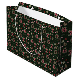 67 Christmas Gift Bag Six Seven Gift Wrap ラージペーパーバッグ