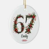 67 Christmas Gift, Custom 2025 Kids Ornament セラミックオーナメント (右)