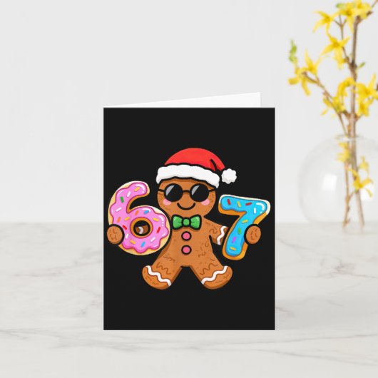 67 Christmas Gingerbread Six Seven Meme Gen Alpha  カード (黄色い花)