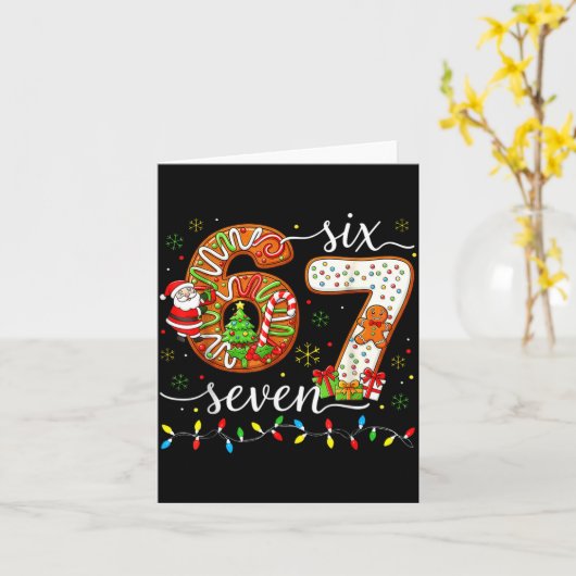 67 Christmas Gingerbreadman 6 7 Meme Xmas 67 カード (黄色い花)