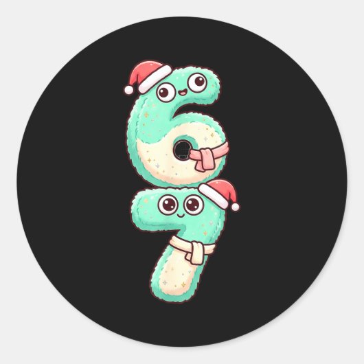 67 Christmas Kawaii Pastel Design  ラウンドシール (正面)