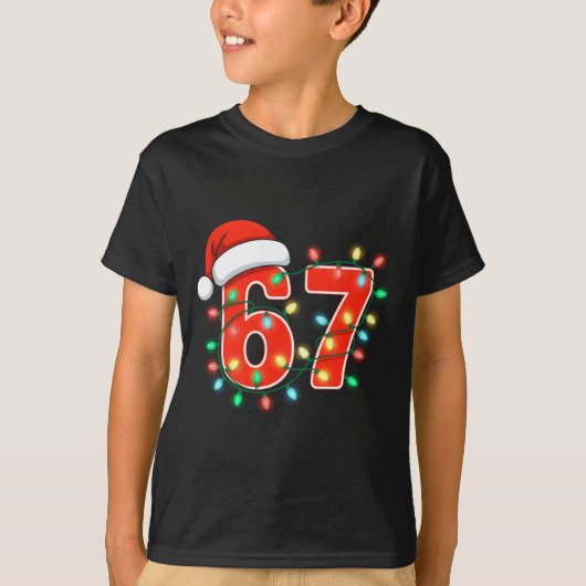 67 Christmas Lights Meme Saying 6 7 Costume Xmas L Tシャツ (正面)